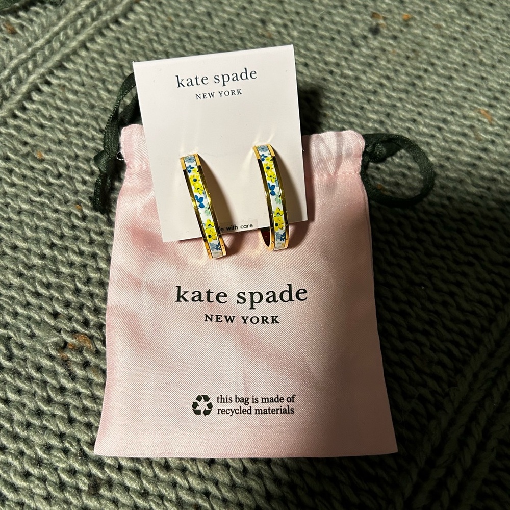 Kate Spade Floral Hoop Earrings NWOT